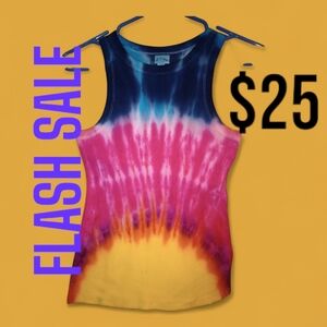 Vibrant Blue and Pink Tie-Dye Tank Top